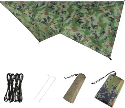 Kampeer Dekzeil - Regen Vlieg Shelter - Outdoor Bescherming - Waterdicht Polyester - 270x270cm - camouflage