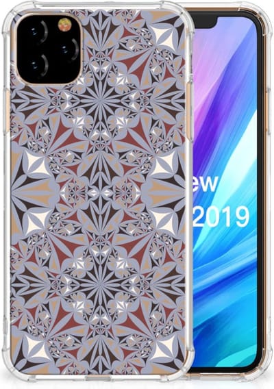 Apple iPhone 11 Pro Max Anti-Shock Hoesje Flower Tiles