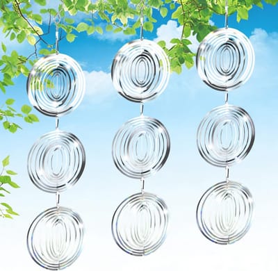 3D ronde vogelafweer voor buiten, 3-delige windgong vogelafweer, 360 graden draaibare reflecterende vogelafweer, ronde vogelafweer voor buiten, voor de tuin