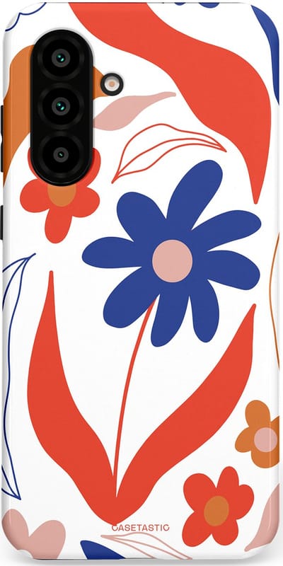 Casetastic hoesje geschikt voor Samsung Galaxy A36 / Samsung Galaxy A56 - Dubbellaagse bescherming - Kleuren in bloei - Fashion Case - Wit Rood Perzik Donkerblauw