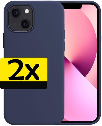 Hoesje - 2 Stuks - Geschikt voor Apple iPhone 13 Mini - Sterk & Shockproof - Case Siliconen - Back Cover - Telefoon Hoes - Telefoonhoesjes - Donkerblauw