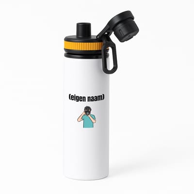 Hacebo® - fotograaf man met eigen naam waterfles met draaidop oranje - Fotograaf - fotografen - leuk cadeau voor iemand die houd van foto's maken - cadeau - kado - water fles - 850ML