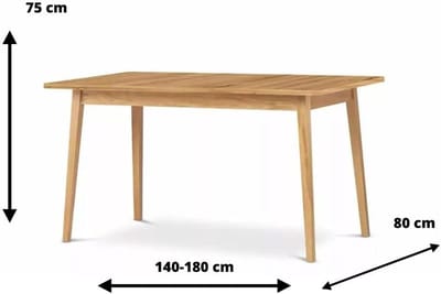 Eettafel Uitschuifbaar - Eetkamer Tafel - Gezellig Tafelen - Robuust Massief Hout - 140 tot 180 cm - Bruin