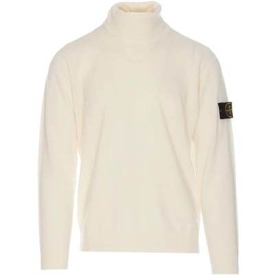 Stone Island Patroon Patch Hoge Hals Gebreide Trui Unisex trui Wit 7915525C4-V0099 XL beige