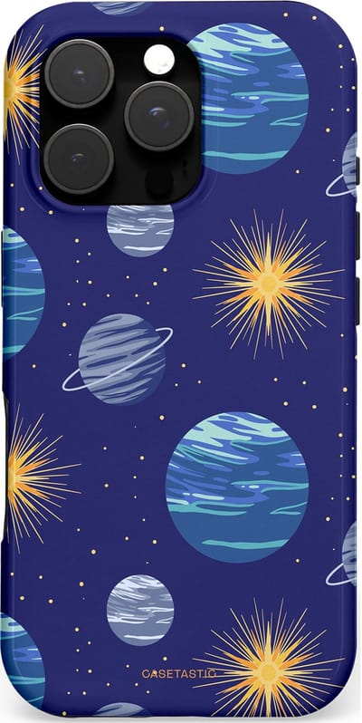 Casetastic hoesje geschikt voor Apple iPhone 16 Pro - MagSafe - Dubbellaagse bescherming - Stralende ster - Fashion Case - Donkerblauw Lavendel