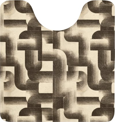WC mat met uitsparing 55x60 cm - Antislip - Abstract - Retro - Zwart - Toiletmat met uitsnijding - Vloermat - Douchemat - Toilet tapijt - Toiletmatten