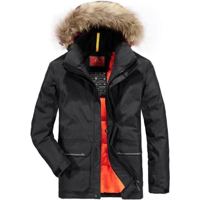 Heren Nieuwe Winter Business Casual Middellange Hooded Dons Jas met Bontkraag Verdikt Warm Katoen 4XL black