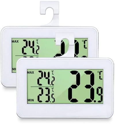Oneay Koelkastthermometer met lcd-display, functie voor het registreren van hoge en lage temperaturen, geschikt voor keukens, kelders en wijnkelders.