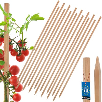 KOTARBAU® 15 st Tomatenstokken, Plantenstok, Beukenhout, 150 cm, Natuurlijk, Plantenstokken, Plantensteun, Houten Paaltjes, Houten Stokken, Tuinbenodigdheden