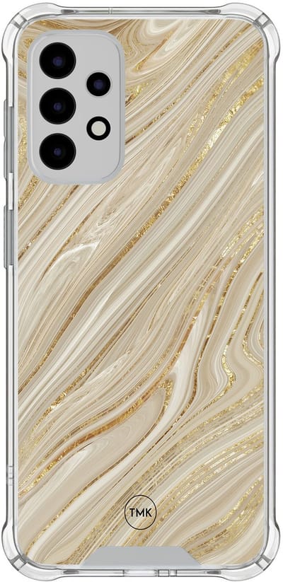 Shockproof hoesje geschikt voor Samsung Galaxy A52 5G - Golden marble - Schokbestendig - Verhoogde randen - TPU case - Extra Sterke Back Cover - Marmer - Transparant, Goud