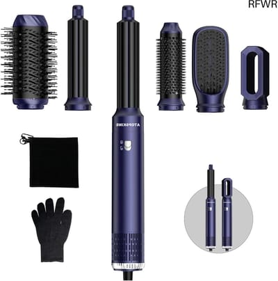 RFWR® 6-in-1 Haarstyler voor Alle Haartypes - Föhn, Krultang en Warme Luchtborstel