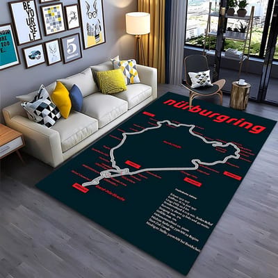 Nurburgring F1 Internationaal Circuit Vloerkleed, Tapijt voor Woonkamer Slaapkamer Bank Deurmat Decor, KidGame Antislip Vloermat Alfombra 40x60cm (16x24in)