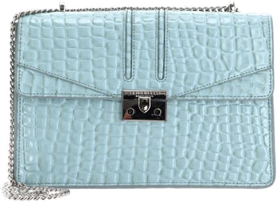 SEIDENFELT MANUFAKTUR Avondtas Schoudertas Roros Big Croco Print Ice Blue Lichtblauw