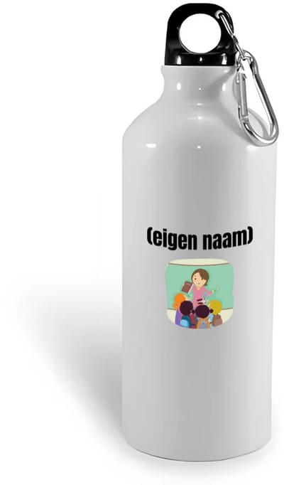 Hacebo® - juf met kinderen met eigen naam waterfles - Juf - leraressen - collega's - verjaardag - afscheidscadeau - geschenk - kado - water fles - 400ML