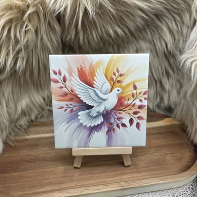 Wenstegeltje Vredesduig – Decoratie & Cadeau Hip trendy tegeltje – Tegeltje met portret – Vrede – Wanddecoratie – Sfeervol en Persoonlijk - Vriend(in) - Zomaar - Incl standaard