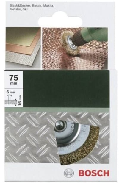 Bosch - Schijfborstels voor boormachines - gegolfde draad, vermessingd, 75 mm 75 mm, 0,2 mm, 4500 o.p.m.