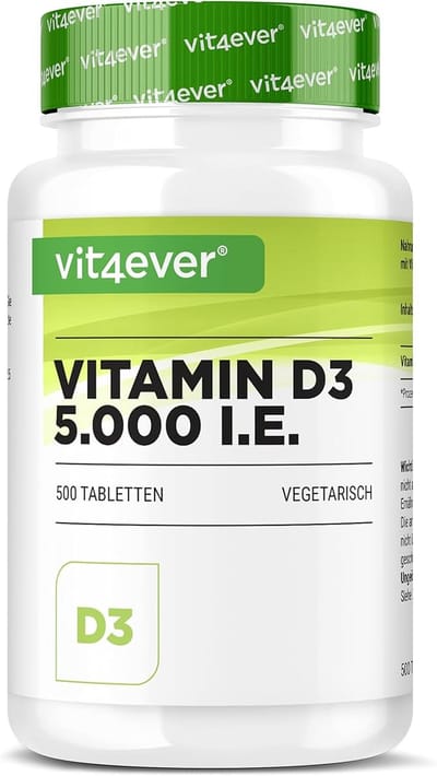 Vit4ever - Vitamine D3 Depot 5000 I.E. - Hooggedoseerde Vitamine D3 Tabletten - 500 Tabletten
