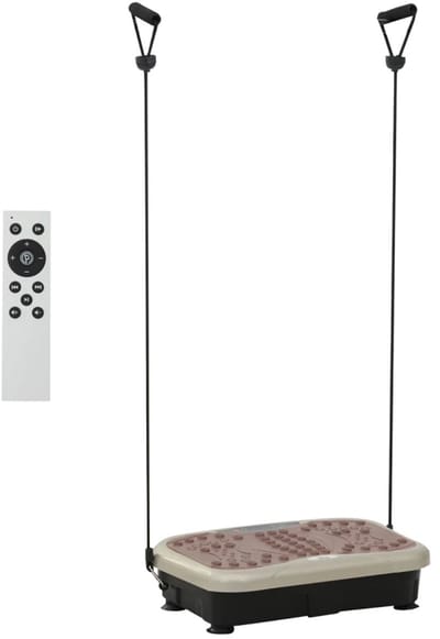 Fitness Trilplaat - Fitness Powerplate - Inclusief weerstandsbanden en handvatten - met LED Display, Afstandsbediening, USB-Luidspreker - 99 snelheidniveaus - Zwart + Beige + Bruin