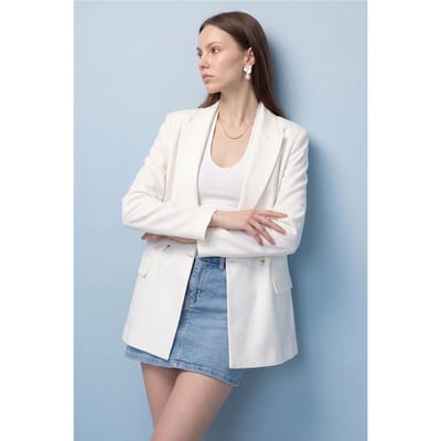 Lange Satijnen Blazer met Sjaalkraag