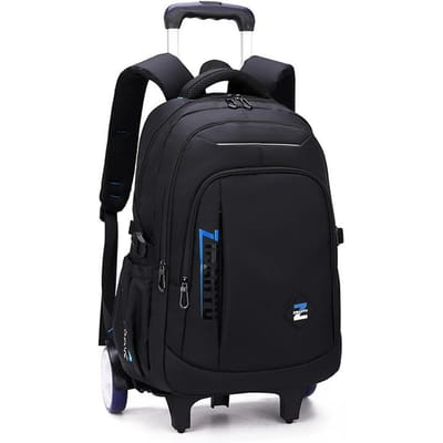 Trolley Schooltassen voor Jongens Middelbare School Afneembare Rugzak met Wielen Basisschool Rugzak met Wielen Student Boekentas black