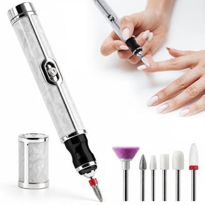 VHV - Draadloze Elektrische Nagelvijl - Elektrische nagelvijl - Nagelfrees - Manicure set - Pedicure set - Draadloos - Oplaadbaar - Voor nagelverzorging en eelt - Voor thuis en professioneel gebruik - Grijs