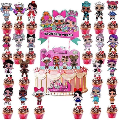 24PCS LOL Thema Verjaardagstaart Toppers - LOL Cake Toppers - Verjaardagsdecoraties voor Meisjes - Cupcake Toppers voor Kinderfeestje