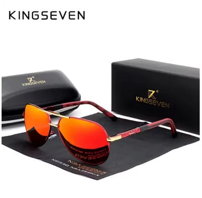 KINGSEVEN Zonnebril 7252 - Spiegelend Rood – Heren - Vrouwen - Gepolariseerd - UV400 - Piloot