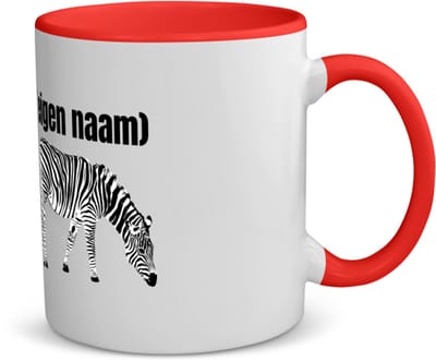 Akyol - zebra met eigen naam koffiemok - theemok - rood - Zebra - dieren liefhebber - iemand die houdt van zebra's - verjaardag - cadeau - kado - geschenk - 350 ML inhoud