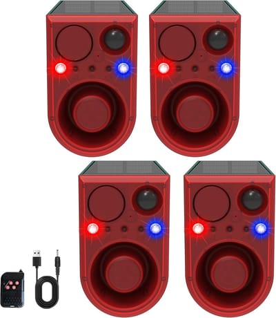 Zonne Alarm Systeem - Bewegingsmelder Geluid - Huis Beveiliging - 13 Geluiden 130dB - 9x7x6cm 4 Stuks