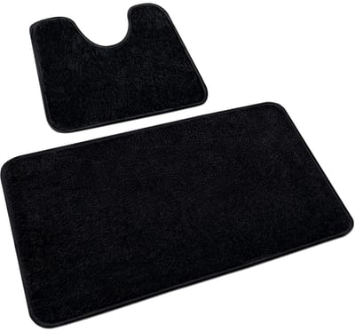 Microvezel Badkamermatten Set - Antislip - 2 Stuks - Zwart