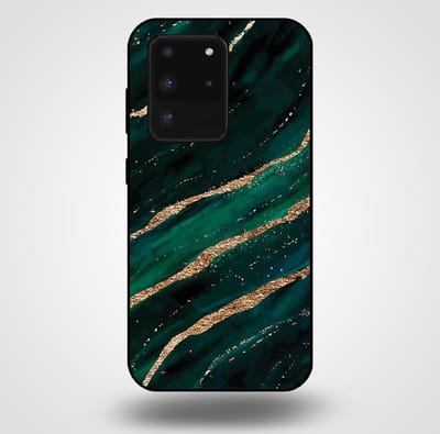 Smartphonica Telefoonhoesje voor Samsung Galaxy S20 Ultra met marmer opdruk - TPU backcover case marble design - Groen Goud geschikt voor Samsung Galaxy S20 Ultra