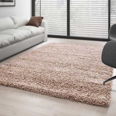 Hoogpolig vloerkleed, effen kleur BEIGE 80x250 cm