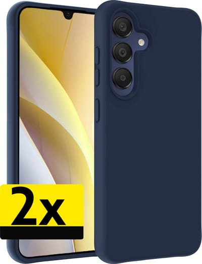 Hoesje - 2 Stuks - Geschikt voor Samsung Galaxy A15 - Sterk & Shockproof - Case Siliconen - Back Cover - Telefoon Hoes - Telefoonhoesjes - Donkerblauw