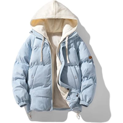 Winter Verdikte Warme Katoengevoerde Kleding Japanse Retro Corduroy Broodkleding Capuchon Nep Tweedelig Katoenen Kleding Jas Heren 3XL white