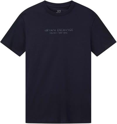 Printed Short Sleeve Round Neck T-shirt - Blue Shirts