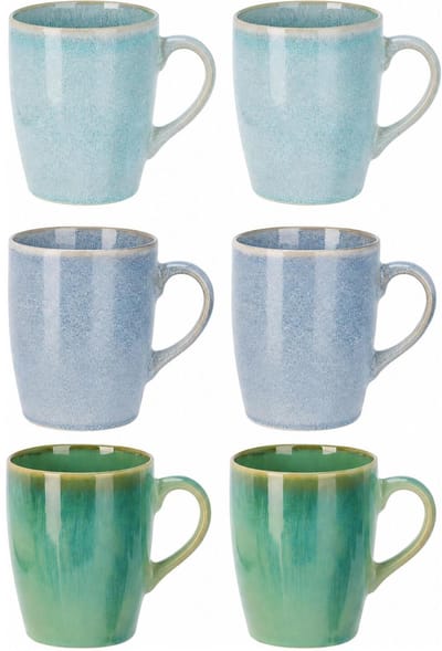 Siaki koffiemok / theemok Faye - set 6x - multi color - 340 ml - mokken - keramiek