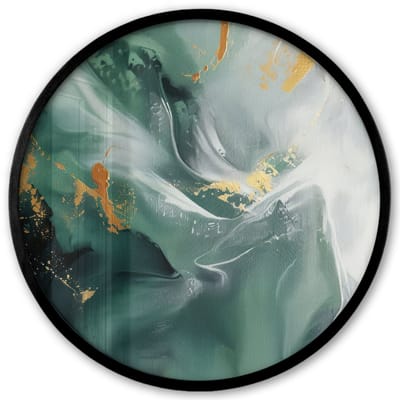 Poster in lijst Rond - Fotolijst 40x40 cm - Posters - Groen - Modern - Marmer - Abstract - Ronde posterlijst zwart - Decoratie - Wanddecoratie woonkamer - Muurdecoratie slaapkamer