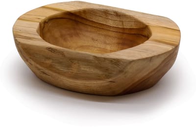 Ancient Wisdom - Decoratieve schaal - Grote teakhouten kom multicolor 25x7 cm - houten schaal - interieuraccessoire - servies - handgemaakt - kom - decoratie - natuur