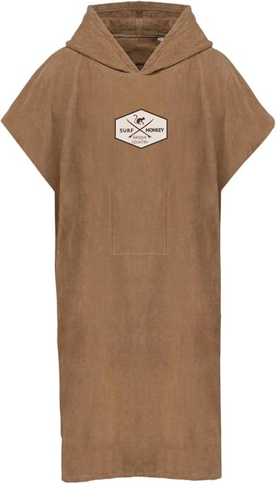 Surfponcho - Biologisch katoen / Geborduurd logo (beige S-M)