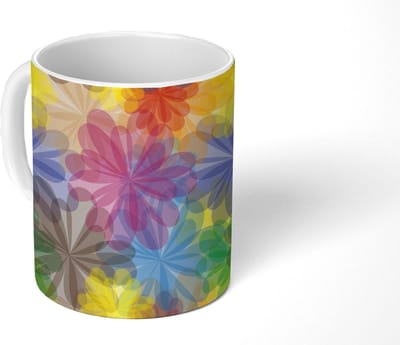 Mok - Koffiemok - Regenboog - Bloemen - Abstract - Patronen - Mokken - 350 ML - Beker - Koffiemokken - Theemok