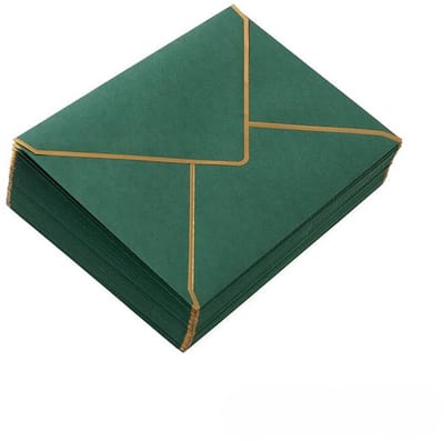 50 Premium Mini Enveloppen – Elegante papieren enveloppen van 13,5 x 18,5 cm, perfect voor trouwuitnodigingen, verjaardagskaarten, afstudeeraankondigingen en bijzondere aandenkens, Donkergroen
