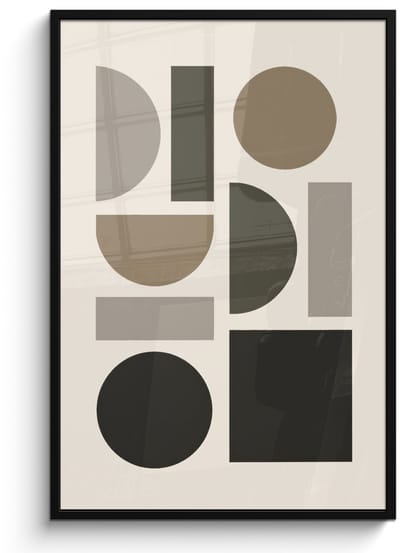 Poster in lijst - Fotolijst 80x120 cm - Posters - Natuurlijke tinten - Grafisch - Verticale compositie - Posterlijst zwart - Decoratie - Wanddecoratie woonkamer - Muurdecoratie slaapkamer