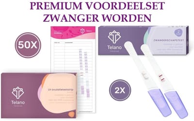 Ovulatietest 50x Dipstick en Zwangerschapstest Vroeg Midsteam 2x - Ovulatiekalender - Telano Premium Voordeelpakket