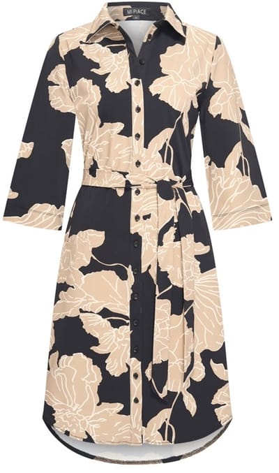 MI PIACE - Travel Jurk Big Flower Print 202663 Black - Maat : XS
