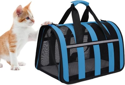 Ademend en Vouwbaar Dierentransport, Katten Transporttas met Zacht Matras voor Vliegtuigreizen en Comfortabele Verplaatsing