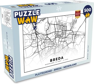 Puzzel Plattegrond - Breda - Nederland - Legpuzzel - Puzzel 500 stukjes - Stadskaart