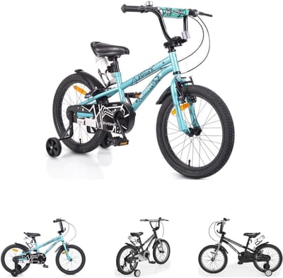 Kinderfiets 18 inch - Meisjesfiets - Leren Fietsen - Inclusief Steunwielen - 18 inch - Turquoise