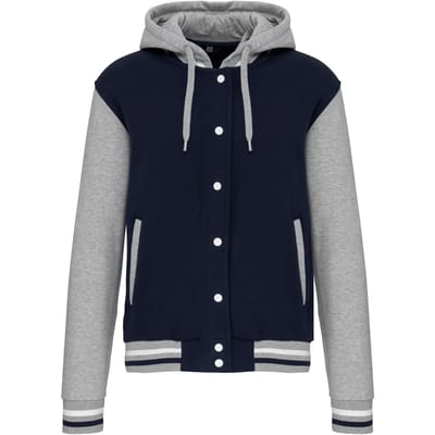 Kariban College jacket met capuchon unisex K4003 - Navy / Oxford Grey / White - XS