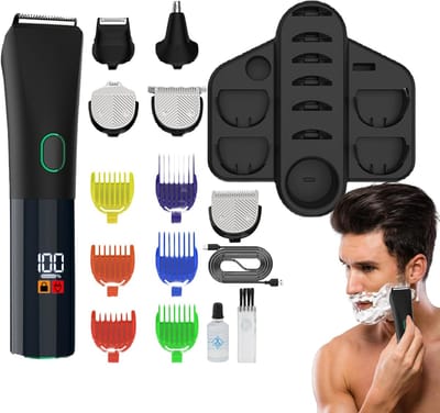 Elektrische Baardtrimmer - Gezichtsverzorging Set - Persoonlijke Verzorging - 5-in-1 Multifunctioneel - 90 Min Draadloos - Zwart