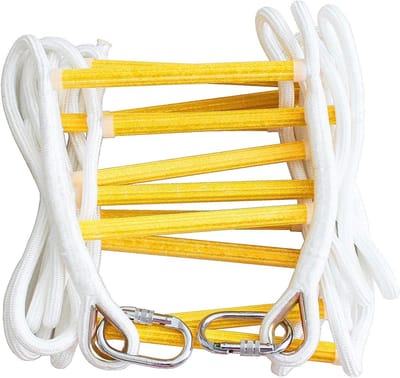 Touwladder 2 verdiepingen - Veiligheidsladder vluchtladder - Nood evacuatie - Hoge draagkracht 900kg - 5 meter lengte - Wit